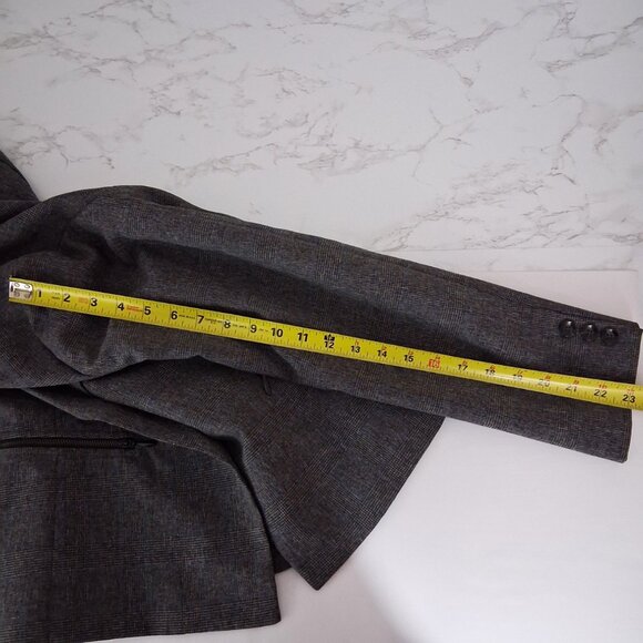 KASPER Houndstooth Blazer Zipper Pockets Size 12 Black Blue Office Classic - Picture 10 of 12